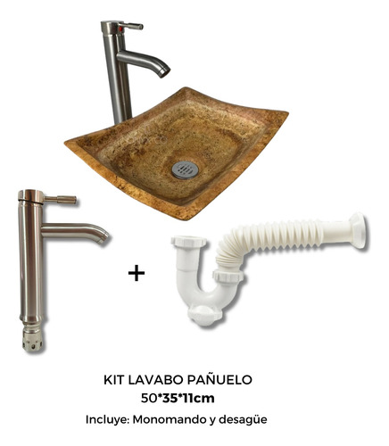 Lavabo Marmol Ovalin Rectangular 50x35 Con Kit Instalación  