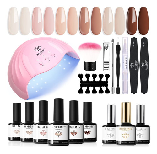 Modelones Kit De Manicura De Unas De Gel Con Lampara Led De