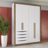 Guarda-roupa Solteiro Mdf Kappesberg 4 Pts Branco/nogueira