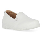 Zapato Dama Flexible Piso Blanco Elástico Slip On 351-23