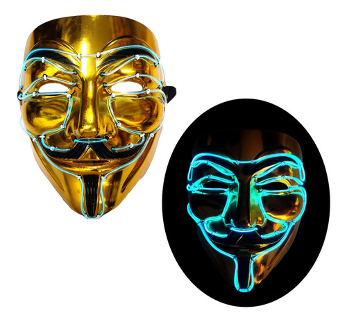 Mascara Purga Anonymous V Vendetta Golden Edition Luz Led