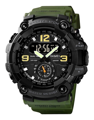 Reloj Skmei 1637 Hombre Verde Militar Deportivo Sumergible