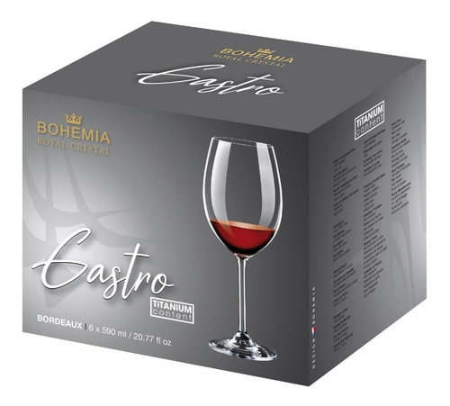 Copas De Cristal Vino Bohemia Gastro Bordeaux 590 Ml X6