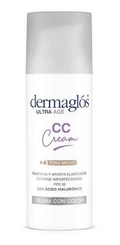 Crema Dermaglos Ultra Age Cc Cream Color Tono Medio Fps30 