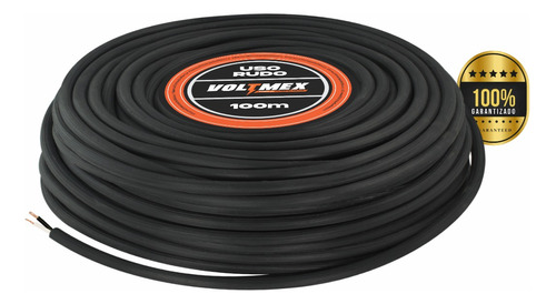 Cable Uso Rudo 2x10 Alucobre 100 Metros Negro