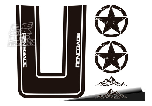 Calco Jeep Renegade Kit Capot Txt + Estrellas + Mountain