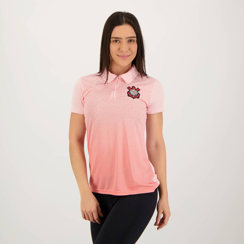 Polo Corinthians Majestic Feminina Rosa