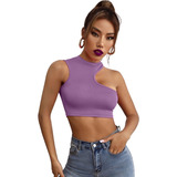 Blusa Top Corta Sexy Mujer Croptop Escotada Ajustada