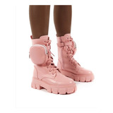 Chunky Botines De Dama Botas De Cuero Con Suela Gruesa