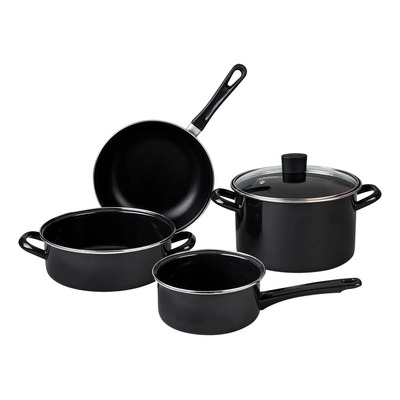 Batería De Cocina Acero Vitrificado 5 Piezas Cinsa Negro | Meses sin interés