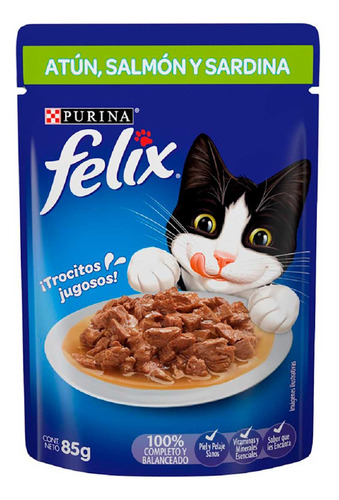 Purina Felix Atúnsalmónsardina Alimento Húmedo Gatos Adultos 85g