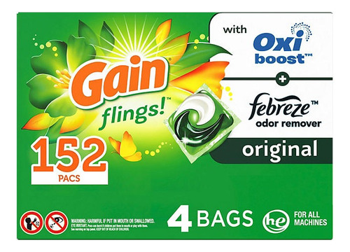 Gain Flings Detergente Oxi Boost Aroma Febreze 152 Capsulas 
