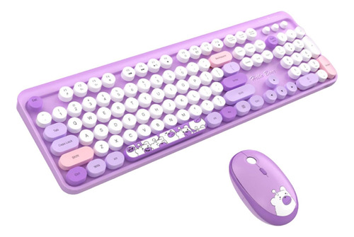 Zienstar Kit De Teclado Y Mouse Inalámbricos Usb Morado