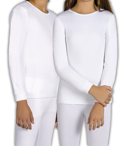 Pijama Térmica 2 Piezas Niños Blusa Y Pantalón Unisex Blanco