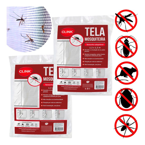 Kit 2 Tela Mosquiteira Janela Velcro Ajustável Anti Insetos