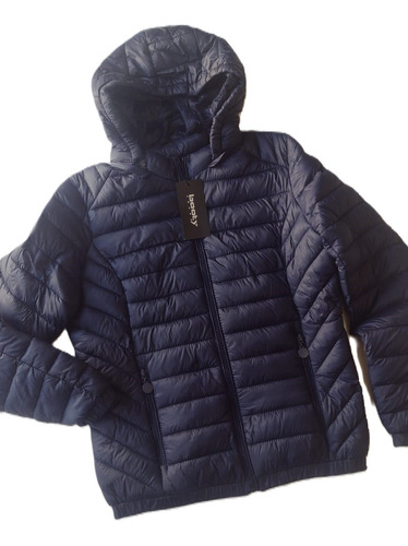 Campera Inflable Con Pluma Sintética Capucha Mujer 
