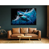 Cuadro Tiburón Tipo Pintura Azul Mar Acuario Peces 120 Cm