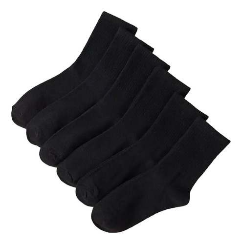 Pack 12 Pares Calcetines Largos Negros Lisos De Bamboo