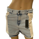 Short Forever 21 Denim Combinado Celeste 100% Original