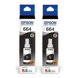 Pack 2 Tinta Epson 664 Negro L310 L380 L395 L396 L495 L575