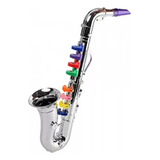 Saxofon Musical Infantil Plateado Para Instrumento Enseñanza