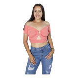 Crop Top Rib Estilo Mariposa    ( Hecho En Peru )