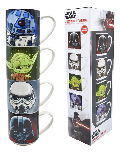 Juego De 4 Tarros Apilables Star Wars 330 Ml