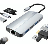 9 En 1 Hub Usb C 3.0 Adaptador Sd Rj45 Hdmi 4k Para Mac iPad