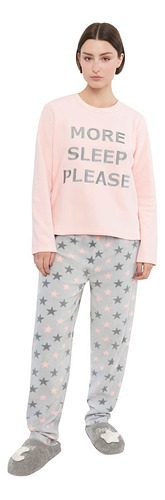 Pijama Mujer Polar Básico Coral Estrellas Corona