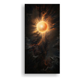 25x50cm Cuadro Reflectante Del Eclipse Solar Bastidor Madera