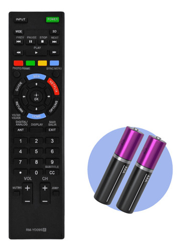 Controle Remoto Compatível Tv Sony Smart Lcd Bravia + Pilhas