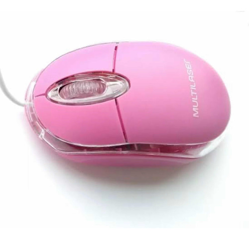 Mouse Multilaser Rosa Com Fio Usb 