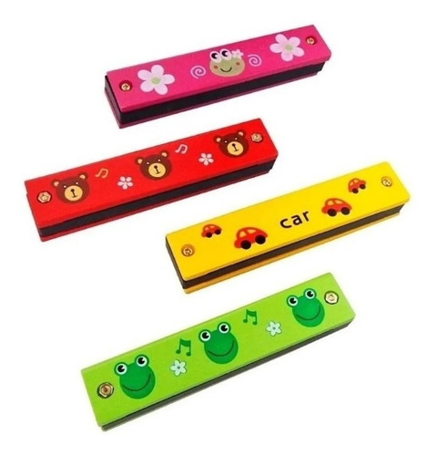 Armónica De Madera Juego Musical Infantil 13 Cm Didáctico