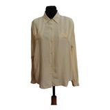 Camisa, Blusa Vintage Mujer Color Crema Manga Larga T.42/l