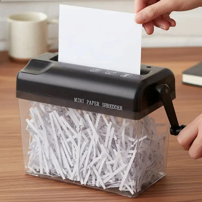 Trituradora De Papel Manual Portátil Para Casa Y Oficina Negro