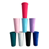 10 Vasos Magicos Reusables Glitter Con Tapa Y Popote  