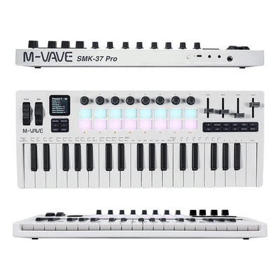 Controladores Midi Teclado Midi M-vave Smk-37 Pro Blanco 37 Teclas, Bluetooth, Pantalla 1.54, Pads Rgb, 48 Faders, Batería 10h, Compatible Con Daw | Meses sin interés