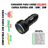 Cargador Carro Celbro Carga Rapida 65w/30w/20w Compatible Con Realme Super Dart - Oppo Super Vooc - Oneplus Warp Charge