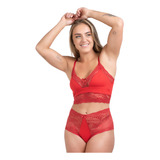 Kit 5 Conjunto Lingerie  Calcinha Cintura Alta Sutiã S/ Bojo