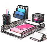 Hudstill Black Cute Desk Organizer Set Para Mujeres Y Niñas 