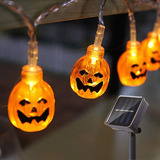 Tira Luces Halloween Diseño Calabaza Carga Solar