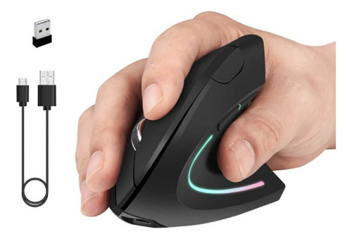 Ratón Ergonomico Vertical Inalambrico Recargable Rgb Mouse