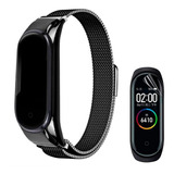  Pulseira Magnética + Película Gel Compatível Mi Band 3 4