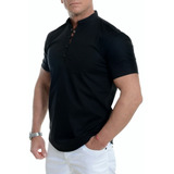 Playeras Hombre Y Tipo Polo Botones Slim Manga Moda Casual