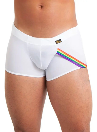Boxer Para Hombre Blanco Arcoiris Listones Bandera Orgulo