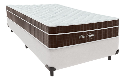 Cama + Box Solteirão Branca Colchão New Aspen Comfort Prime