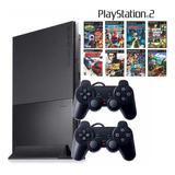 Vídeo Game Playstation 2 Ps2 Promoção +2 Controles+5 Jogos 