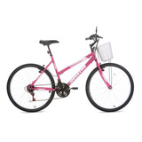 Bike Passeio Rosa Foxer Maori 21 Marchas Houston C/ Cesta Tamanho Do Quadro 18