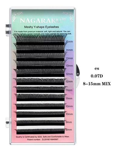 Extensiones De Pestañas  Nagaraku Yy Color Negro Con Curvatura De Tipo D X Unidad