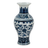 Vaso Objetos Decorativos Enfeites Sala Cerâmica Azul 22x10cm